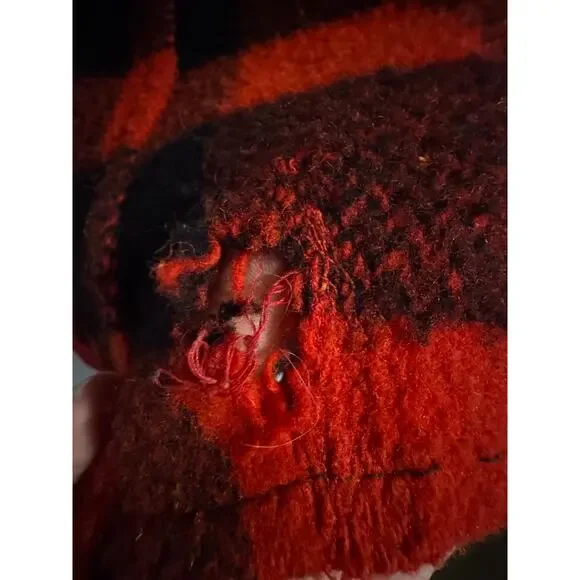 Vintage Red and Black Buffalo Plaid Wool Blend Zip Up Jacket Heavyweight Unisex - Picture 8 of 9